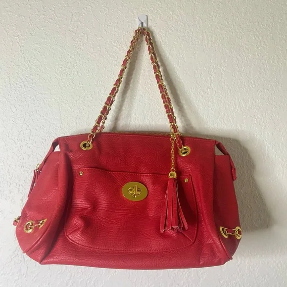 Mark. Vibrant Red Bag with Gold Details - Picture 3 of 11